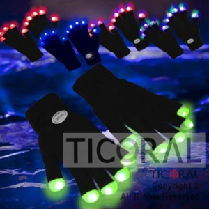 GUANTES LUMINOSOS EL PAR NEGROS